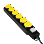 LogiLink predlžovací kábel 6x zásuvka IP44 čierno-žltá / Predlžovací kábel / 6 zásuviek / 1,5 m / 16 A / 3600 W (LPS256)