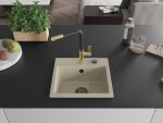 MEXEN/S MEXEN/S - Milo granitový drez 1-miska vrátane batérie Flora, béžová 6505-69-670401-57-B