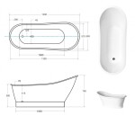 BESCO - Voľne stojaca vaňa GLORIA (PAOLA) - Farba - Biela, Rozmer vane - 150 × 70 cm VANPAO15W