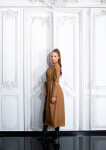 Sexy Faux Leather Coat with Belt brown Einheitsgroesse