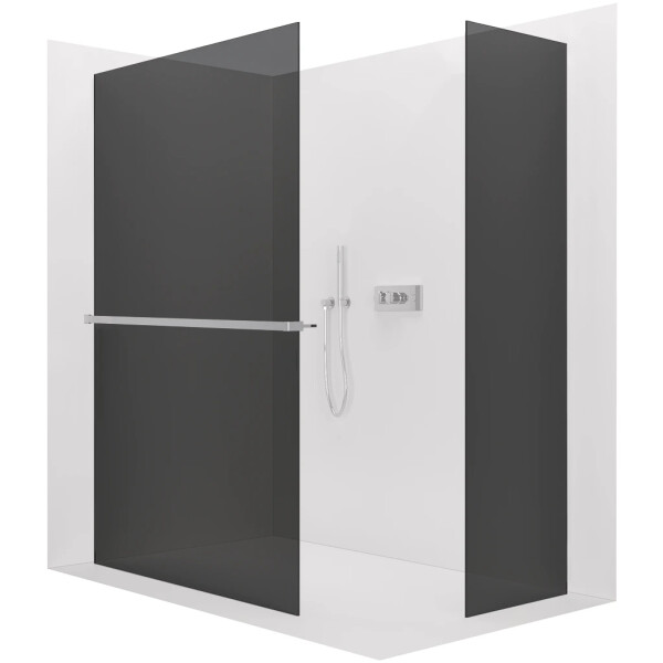 CERANO - Sprchová zástena Walk-in Crystal TL/P - 8 mm - bezvzperový systém + polička/držiak na uteráky - chróm, grafitové sklo - 80x70x200 CER-8050BD6321