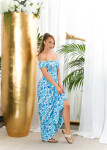 Sexy off-shoulder Summer Maxi Dress with decorative buttons blue L/XL