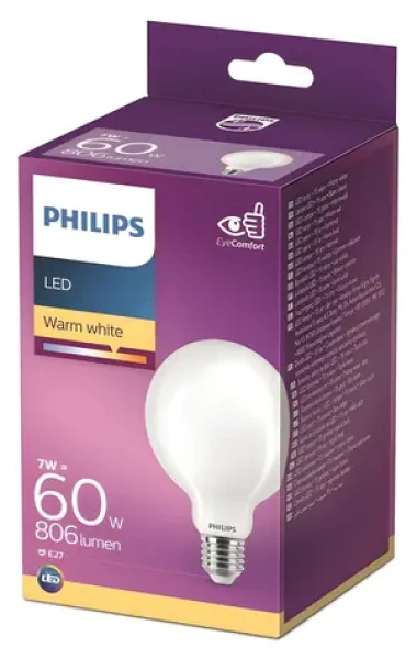 Philips Classic G93 E27 matná / LED žiarovka / náhrada 60W / teplá biela / nestmievateľná (929002370801)