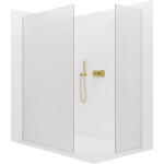 CERANO - Sprchová zástena Walk-in Crystal TL/P - 8 mm - bezvzperový systém - zlatá, mliečne sklo - 100x90x200 CER-8050BD5770