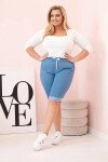 Dámske Plus veľkosť bavlnené šortky s kravatami Light Denim 6XL