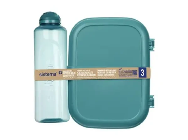 Sistema Set desiatového boxu s fliaš Ocean Bound - Olovrantový box Ribbon Lunch 1.1 la fľaša Swift 480 ml zelená (8592001432079)