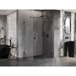 MEXEN/S - Lunar T sprchovací kút dvere krídlové pravá 75 x 110, transparent, čierna 834T-075-110-70-00-P