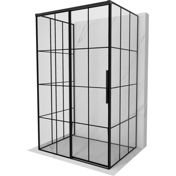 MEXEN/S - Rox-3S sprchovací kút 3 stenný, posuvný ľavá 105 x 95, čierna kratka, čierna 8C2-105-095-70-77-3S-L
