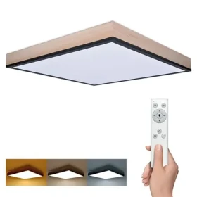 Solight WO802 LED stropné osvetlenie diaľkovým ovládaním štvorcové dekor dreva 3000lm 40W 45x45cm