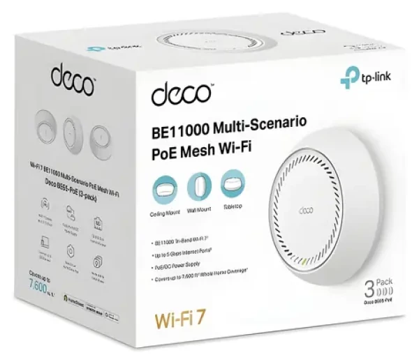TP-LINK Deco BE65-PoE (3-pack) / Wi-Fi 7 systém MESH BE9300 / Tri-band / 2,4 GHz 688 Mbps / 5 GHz 2882 Mbps (Deco BE65-PoE(3-pack))