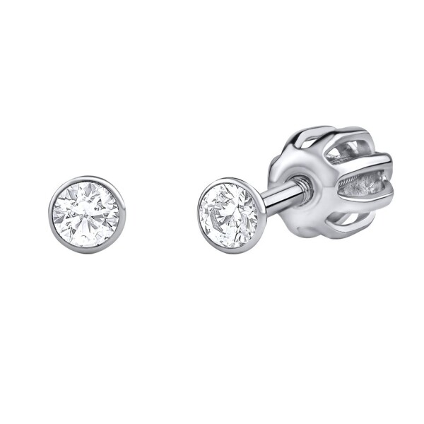 Silvego Strieborné náušnice kôstky so Swarovski Zirconia 2,5 mm SILVEGO706025W (skrutka)