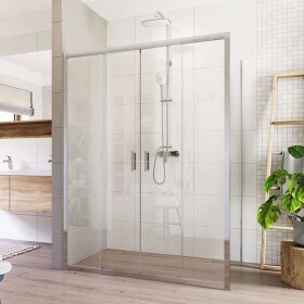 Mereo Sprchovací kút, Lima, obdĺžnik, štvordielne, zasúvací, 140x100 cm, chróm ALU, sklo Číre CK88433K