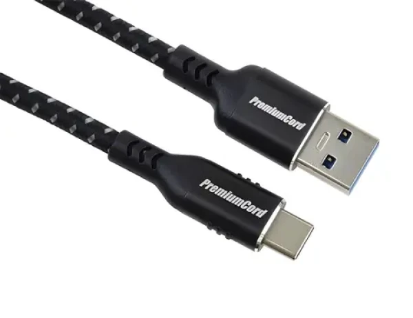 PremiumCord USB-C - USB 3.0 A / Kábel / USB 3.2 Gen 1 / 5 Gbit / s / 3A / 1,5 m / bavlnený oplet (ku31cx15)