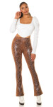 Sexy faux leather highwaisted flarred pants with Snake print CAPPUCCINO XL/XXL