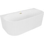 MEXEN/S - Sella voľne stojaca vaňa nástenná reliéf 150 x 75, biela lesk, sifón a prepad zlatá kartáčovaná - 52711507500-55 52711708000-55