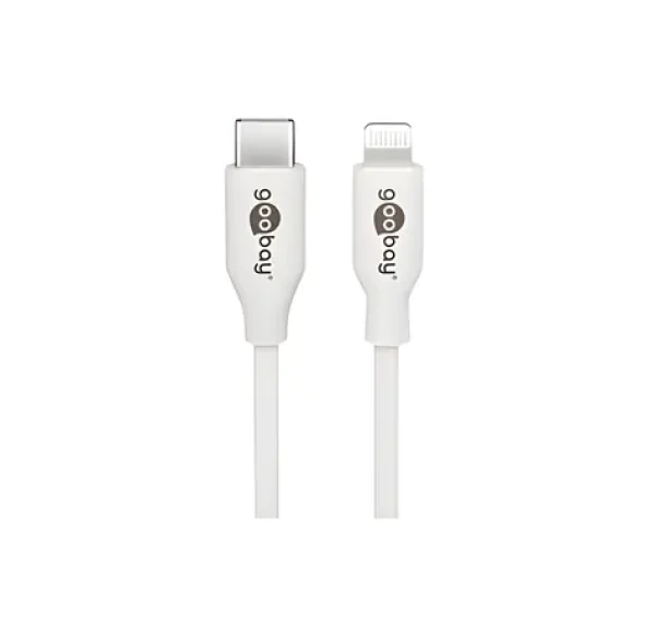 Goobay 39446 biela / Nabíjací a synchronizačný kábel Lightning - USB-C / 1 m (39446)