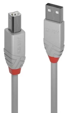 Lindy USB 2.0 AB 1m šedá / Kábel / USB-A - USB-B / 480 Mbit/s (36682)