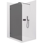 CERANO - Sprchová zástena Walk-in Orbis Round Ľ/P - 8 mm - okrúhla vzpera - čierna matná, grafitové sklo - 110x200 CER-978732