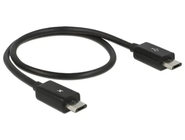 DeLock / OTG napájací kábel / Micro USB-B - Micro USB-B / 0,3 m / čierna (83570)