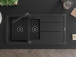 MEXEN/S MEXEN/S - Andres granitový drez s odkvapkávačom vrátane batérie Duero, čierna 6515-77-671600-70-B