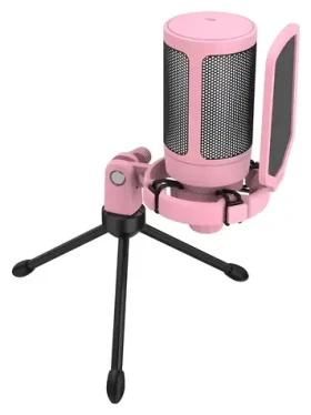 FIFINE A6V ružová / Stolný mikrofón / Kardioidné / RGB podsvietenie / USB-C / statív (A6VP)