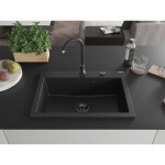 MEXEN/S MEXEN/S - Elix granitový drez 1-miska 700 x 500 mm, čierna, sifón čierna 6526701005-77-B