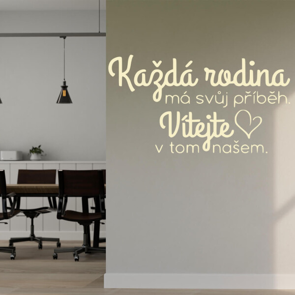 Veselá Stena Samolepka Každá rodina má svoj príbeh Farba: béžová, Veľkosť: 40 x 22 cm