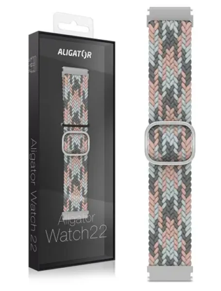 Aligator Remienok textilný 22mm / ružovo-sivý (22AW0024)