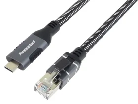 PremiumCord adaptér USB-C na RJ45 Gigabit Ethernet / Adaptér / 10/100/1000 Mbit / RTL8153E / 1 m (ku31net1)
