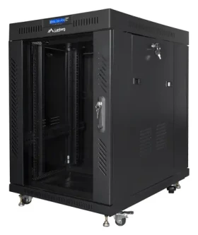 Lanberg FF01 15U 19" čierny / Stojanový rozvádzač / 600×800 mm / Sklenené dvere / LCD panel / Nosnosť 1200 kg (FF01-6815-12BL)