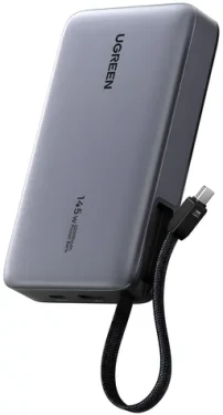 Ugreen PB551 sivá / Powerbanka / 20 000 mAh / 145 W / 2x USB-C + USB-A / Displej (55992B)