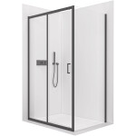 CERANO - Sprchovací kút Orlano L/P - 5 mm - čierna matná, transparentné sklo - 140x90x195 - posuvný CER-DY505B-90171