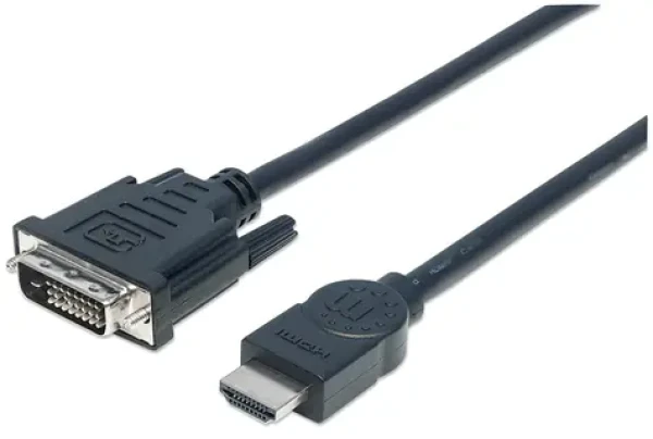 Manhattan HDMI - DVI-D kábel čierna / Kábel / Dual-Link / 3 m / pozlátené konektory (372510)
