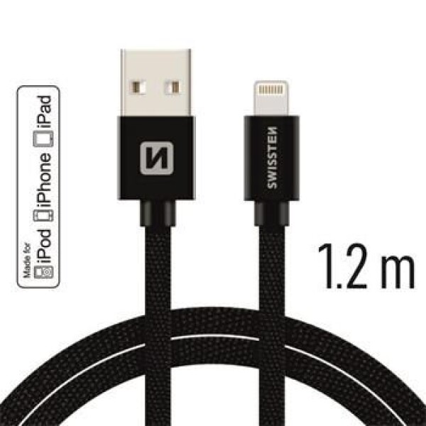 SWISSTEN TEXTILE dátový kábel USB - Lightning MFi 1.2m čierna (71524201)