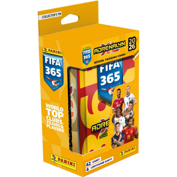 Panini FIFA 365 2025-2026 Adrenalyn plechová krabička hranatá