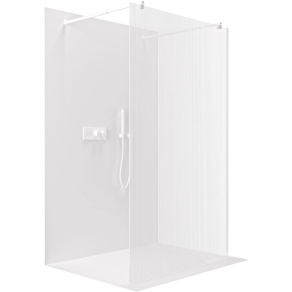 CERANO - Sprchová zástena Walk-in Onyx Duo Ľ/P - 8 mm - okrúhla vzpera - biela matná, ryhované sklo - 90x200 CER-8050BD2240