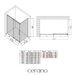 CERANO - Sprchovací kút Lantono L/P - 8 mm - Soft-Close - čierna matná, transparentné sklo - 110x90x195 - posuvný CER-433094