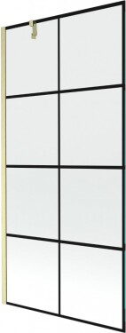 MEXEN/S - Next vaňová zástena FIX 90 x 150, čierna vzor, zlatá kartáčovaná 895-090-000-00-77-55