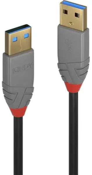 Lindy Anthra Line USB-A - USB-A 3 m čierna / Kábel USB / USB 3.2 Gen 1 / 5 Gbit/s (36753)