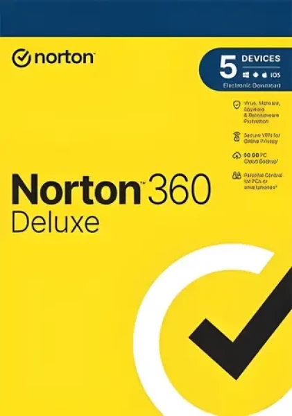 Norton 360 Deluxe / Elektronická licencia / 5 zariadení / 50 GB úložiska / VPN / 2 roky (21435535)