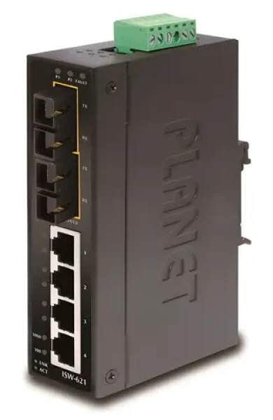 Planet ISW-621 / Switch priemyselný / 4X 10/100 RJ-45 / 2x 100FX MM SC / DIN / -10 až 60 ° C (ISW-621)