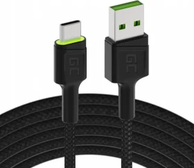 Green Cell GC Ray zelená / Kábel USB-A - USB-C / 2 m / podsvietený / Quick Charge 3.0 (KABGC13)
