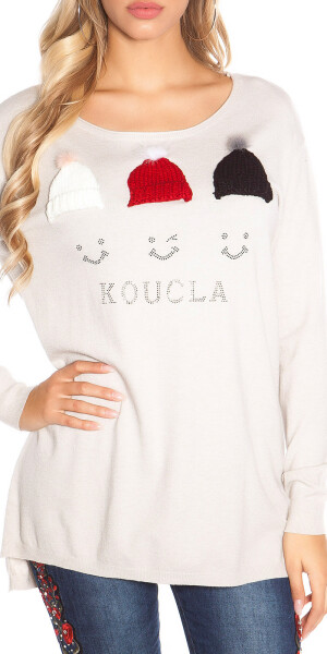 Trendy KouCla sweater with glitter rivets Einheitsgroesse