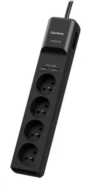 CyberPower P0420SUD0-FR čierna / Prepäťová ochrana / 4 zásuvky / vypínač / 2x USB / 1.8 m (P0420SUD0-FR)