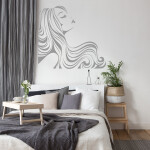 Veselá Stena Samolepka Žena z profilu Farba: žltá, Veľkosť: 100 x 93 cm