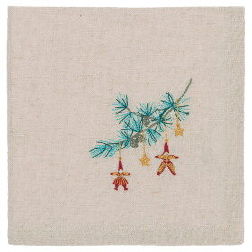 GREEN GATE Vyšívaný obrúsok Juana Sand 40 × 40 cm
