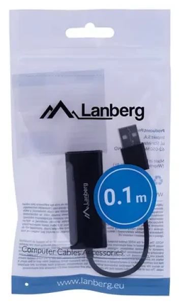 Lanberg NC-0100-01 čierna / Sieťový adaptér / USB-A / RJ-45 / 10 Gbit/s (NC-0100-01)