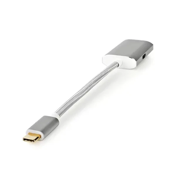 Nedis USB-C - DisplayPort a USB-C strieborná / Adaptér / USB 3.2 Gen 1 / PD / 4K 60Hz / 0,2 m / Opletený (CCTB64480AL02)
