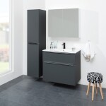 Mereo Mailo, kúpeľňová skrinka s keramickým umývadlom 61 cm, antracit, elox AL madlo CN530A