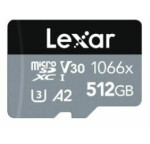 Lexar Professional 1066x Silver microSDXC 512GB + adaptér / čítanie: 160MBs / Zápis: 120MBs / UHS-I U3 / A2 / Class 10 (LMS1066512G-BNANG)